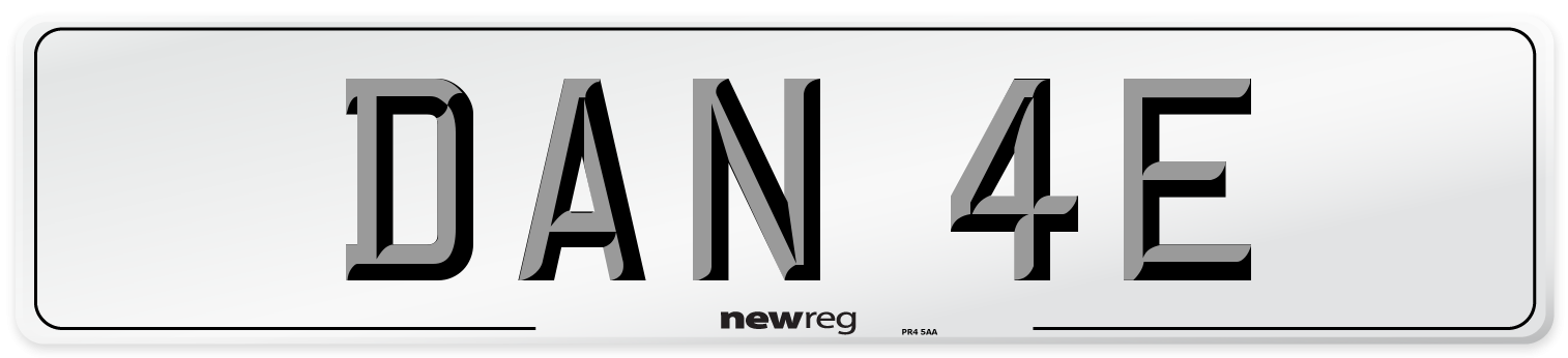 DAN 4E Number Plate from New Reg
